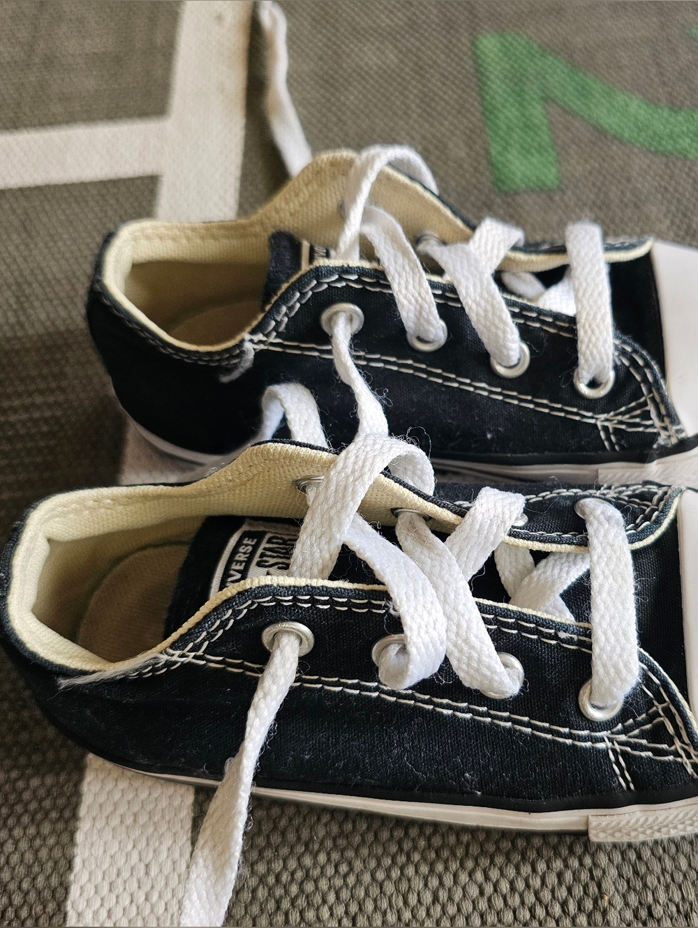 Converse Kids Black Canvas Low-Top Sneakers with White Accents